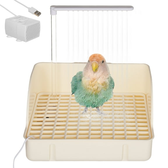 Automatic Bird Bath with Pump, Parakeet Bird Cage Bath, Bird Shower Fountain, Circulating Water Parakeet Bath for Cage, Silent Plastic Bird Bathtub for Conure, Cockatiel, Lovebird, Budgie