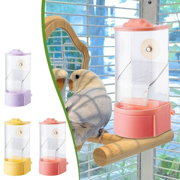 Automatic Bird Feeder | Durable Plastic | 7.48x3.14in Size | Easy-To-Install Nut Fastening | Vibrant Colors: Purple, Yellow | Ideal for Caged Parrots | Space-Saving Design