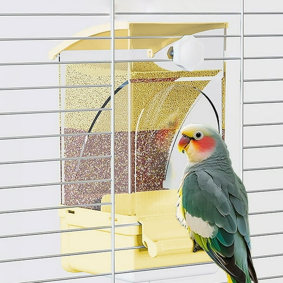 Automatic Bird Feeder Seed Dispenser No Mess Feeder, Large Capacity Spill Proof Design With Shell Separation Easy Refill System, Ideal Cage Feeding Solution for Parrots Finches Birds