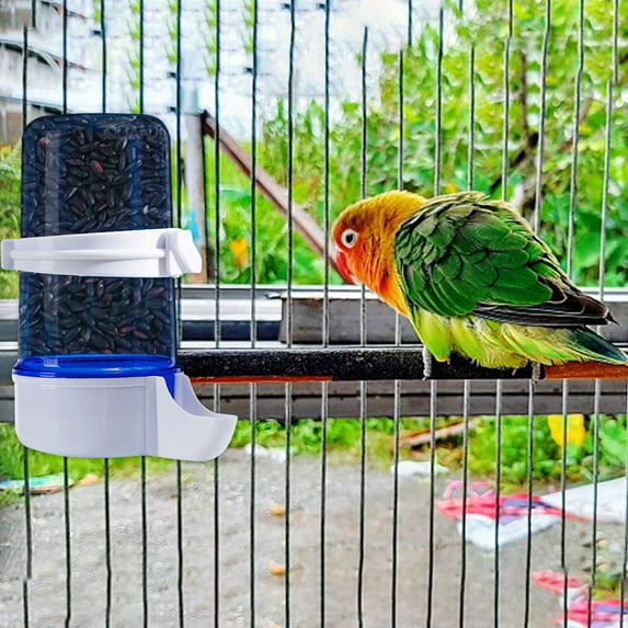 Automatic Bird Feeder and Water Dispenser for Cage, Plastic Drinker Feeder Clip for Parrots, Budgies, Lovebirds, Cockatiels, 4.3x5.8x2.5in