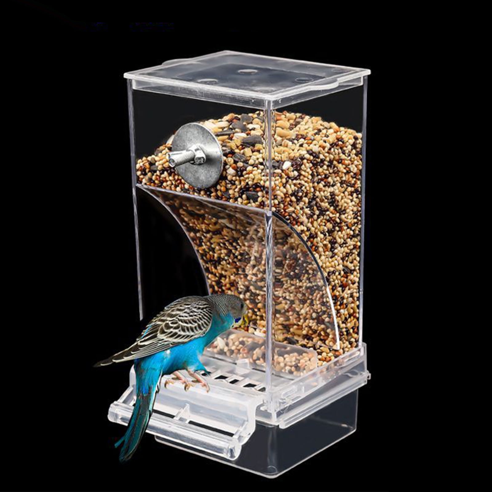 Automatic Bird Feeder for Cage Parakeet Food Dispenser No Mess with Perch