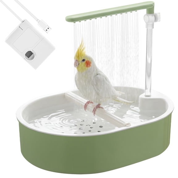 Automatic Bird Shower for Cage Budgie Bath Adjustable Water Flow Parrot Shower with Running Water for Cockatiel Sun Conure USB Powered