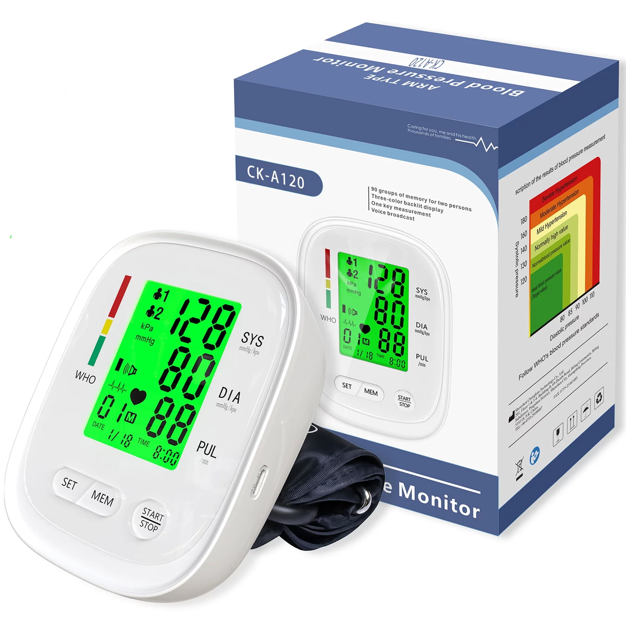 Automatic Blood Pressure Monitor Upper Arm, Heart Rate Monitor Voice