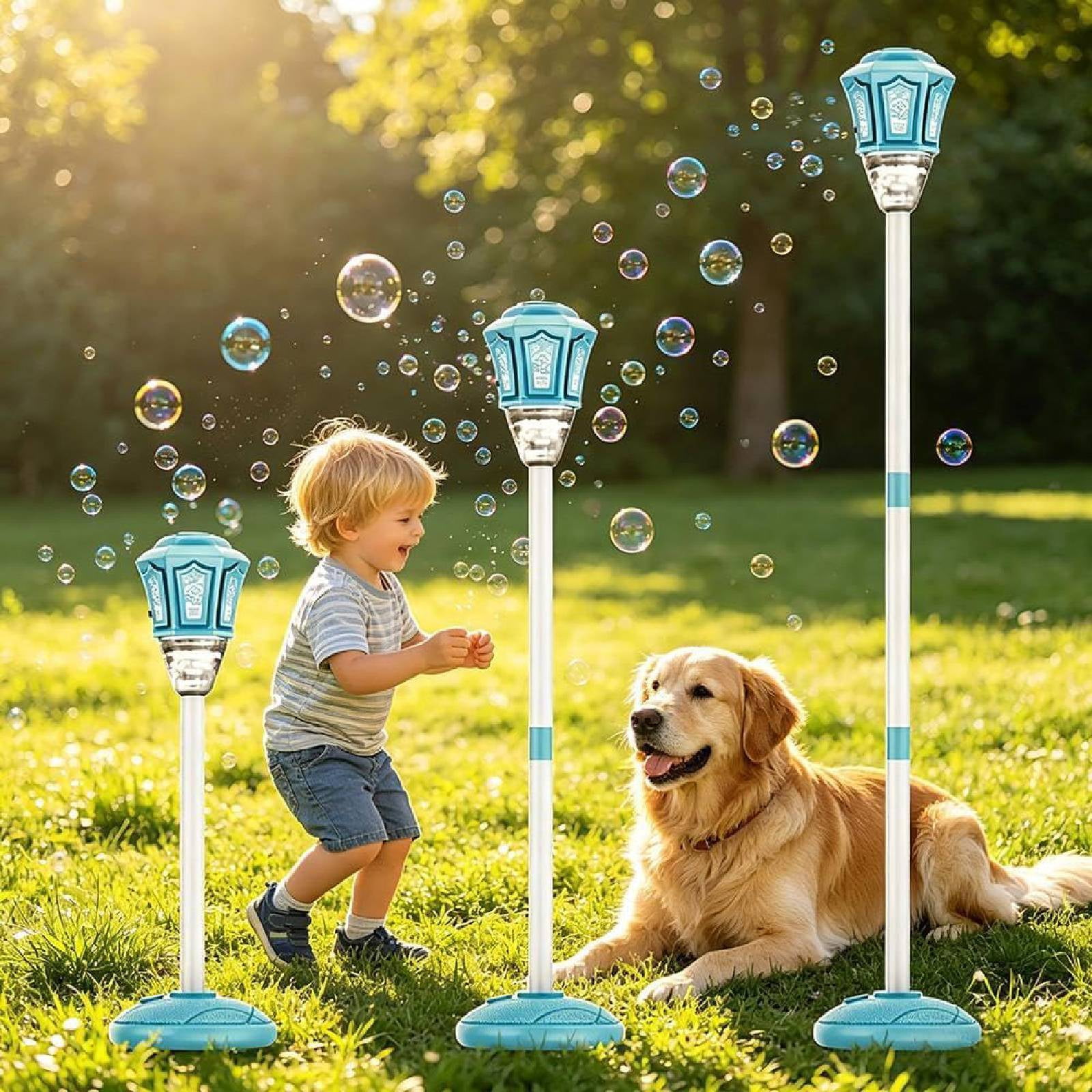 Automatic Bubble Blaster for Kids, Bubbles Machine Stand with Lights and Music Automatic Bubbles Blower Maker for Parties Birthday Wedding Toddlers Kid Summer Outdoor Toys(Blue)