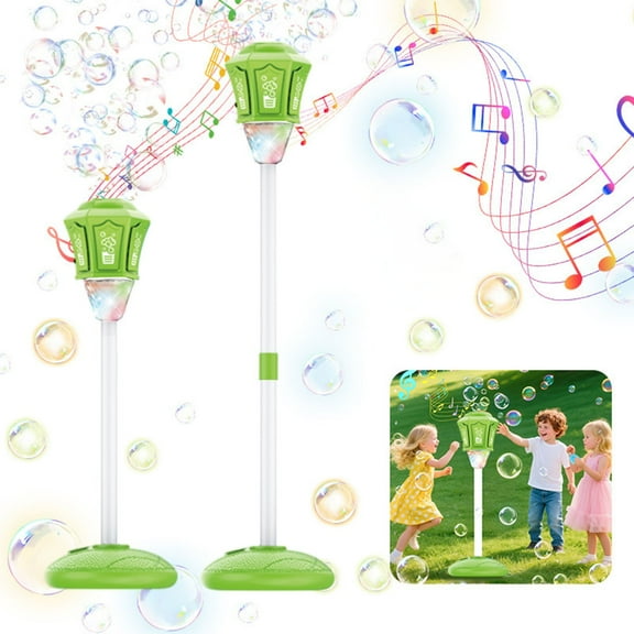 Automatic Bubble Blower Machine Tower with LED Lights Musical Foam Maker Outdoor Party Toy for Kids Rechargeable Battery