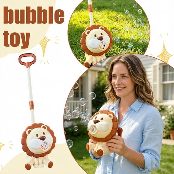 Automatic Bubble Dispenser Cart - 2-in-1 Push & Handheld Electric Bubble Maker with LED Lights, Outdoor Activity Prop & Party Atmosphere Tool (Includes 100ml Solution)