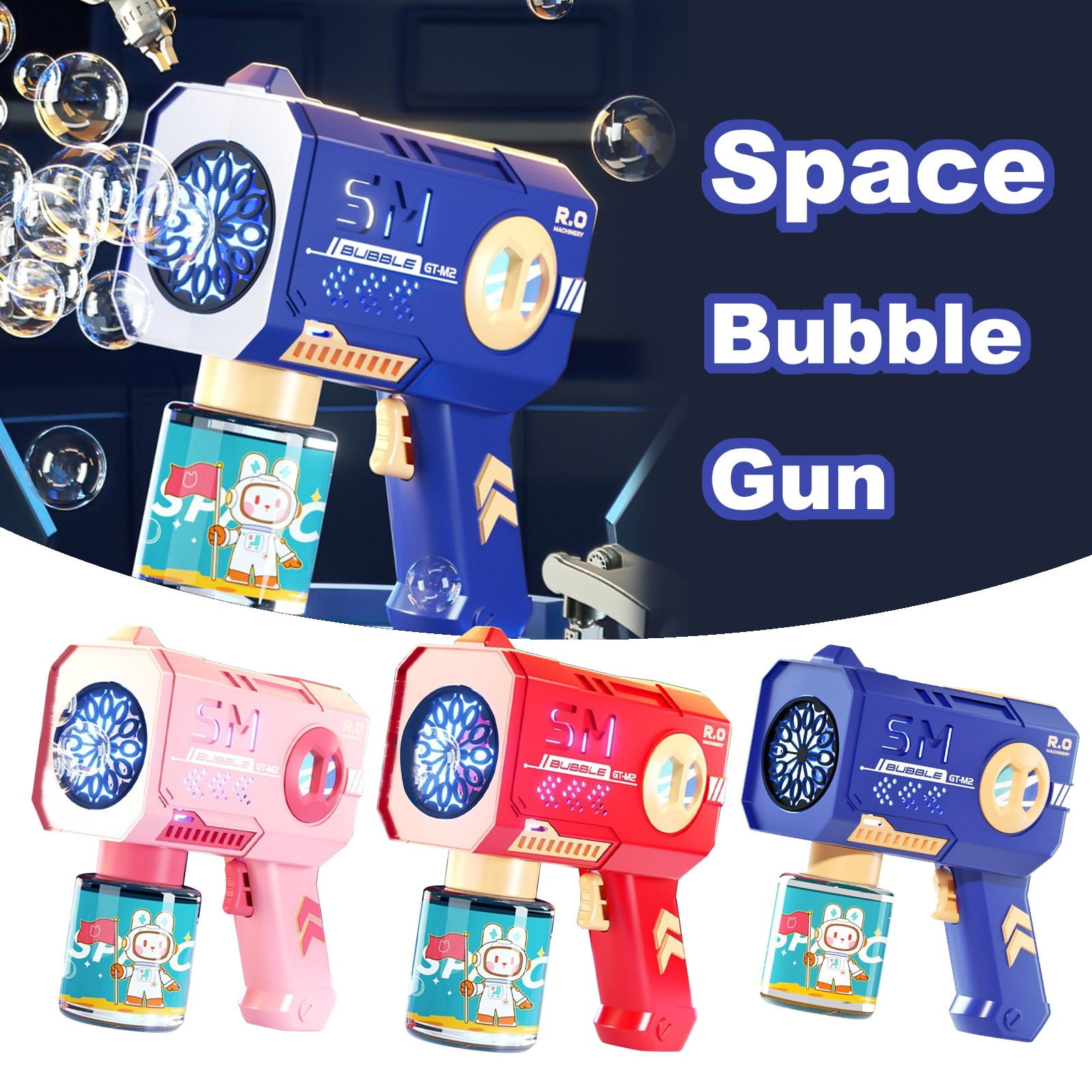 Automatic Bubble Gun, Gatling Bubble Blower with Bubble Solution, Interactive Bubble Shooter for Outdoor Recreation, Full-Auto Bubble Blower (3PCS)