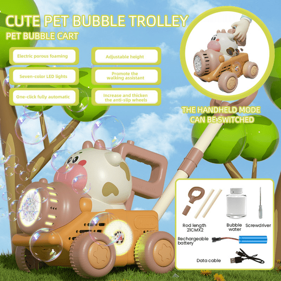 Automatic Bubble Lawn Mower Toys for Kids, Electric Bubbles Machine with Lights, Bubble Maker Blowers for Christmas Birthday Gifts