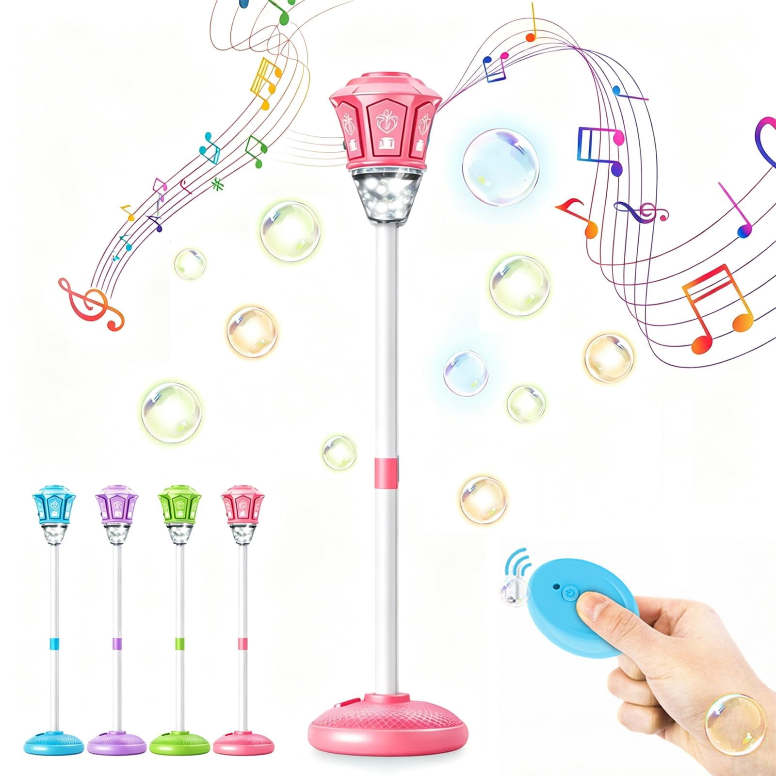 Automatic Bubble Machine, 2026 New Standing Bubble Maker Machine with Lights and Music and Remote, Adjustable Height Outdoor Bubble Blower Maker for Parties Birthday Wedding