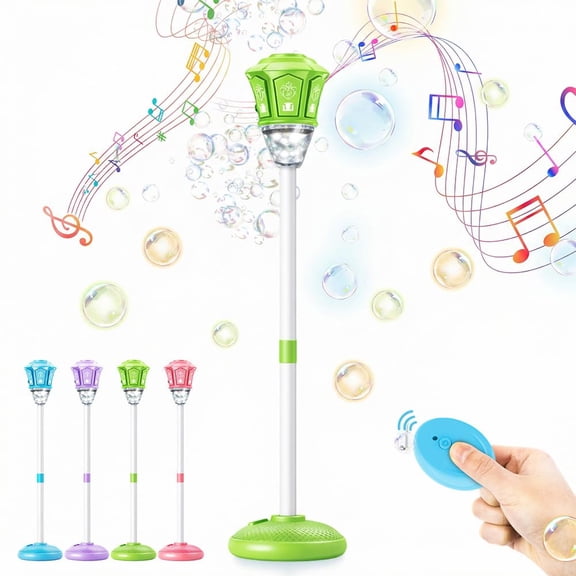 Automatic Bubble Machine, 2026 New Standing Bubble Maker Machine with Lights and Music and Remote, Adjustable Height Outdoor Bubble Blower Maker for Parties Birthday Wedding