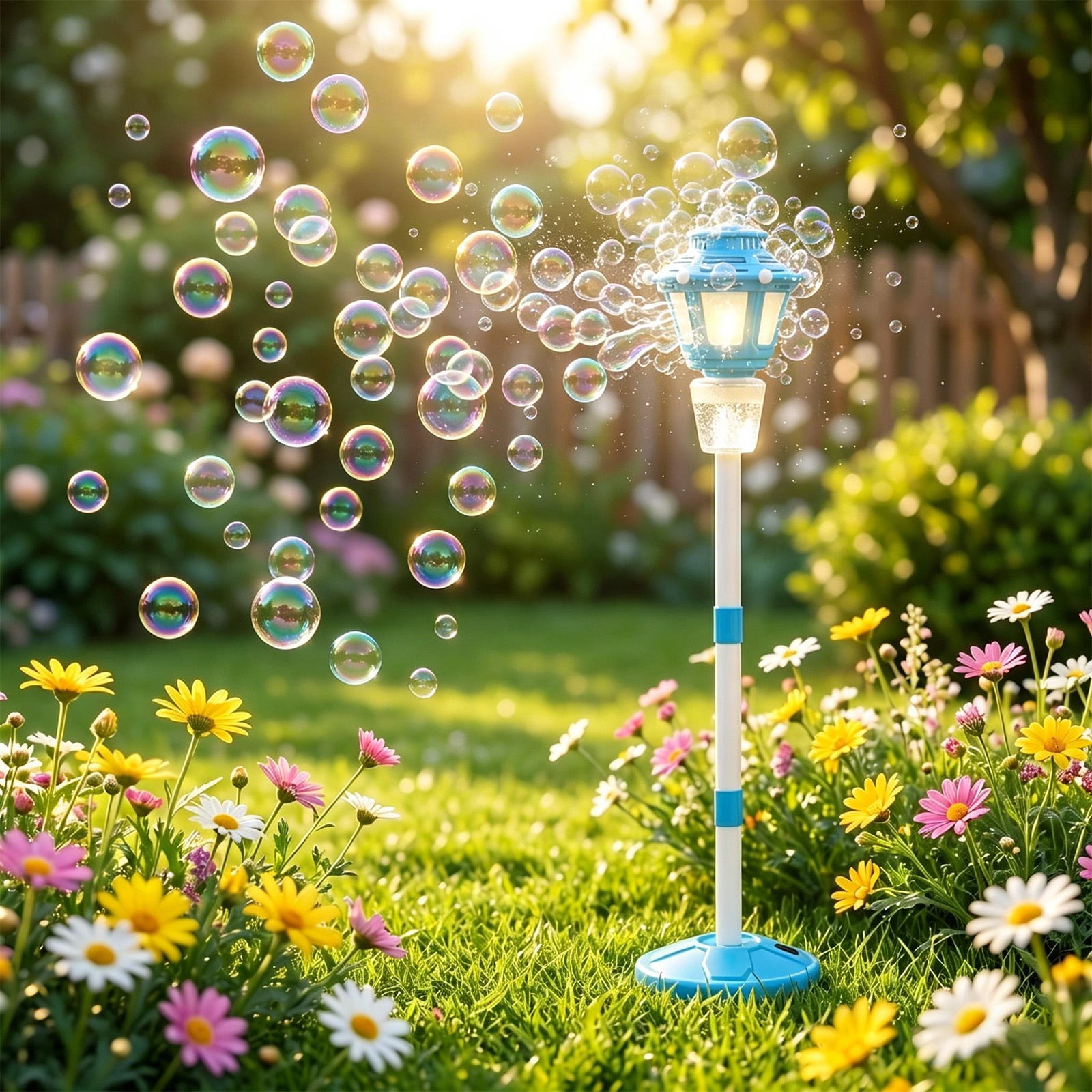 Automatic Bubble Machine with 3 Adjustable Height, 2026 Upgraded Rechargeable Bubble Maker, Multi-Functional LED Bubble Machine for Celebrations, Standing Bubble Machine for Parties and Weddings