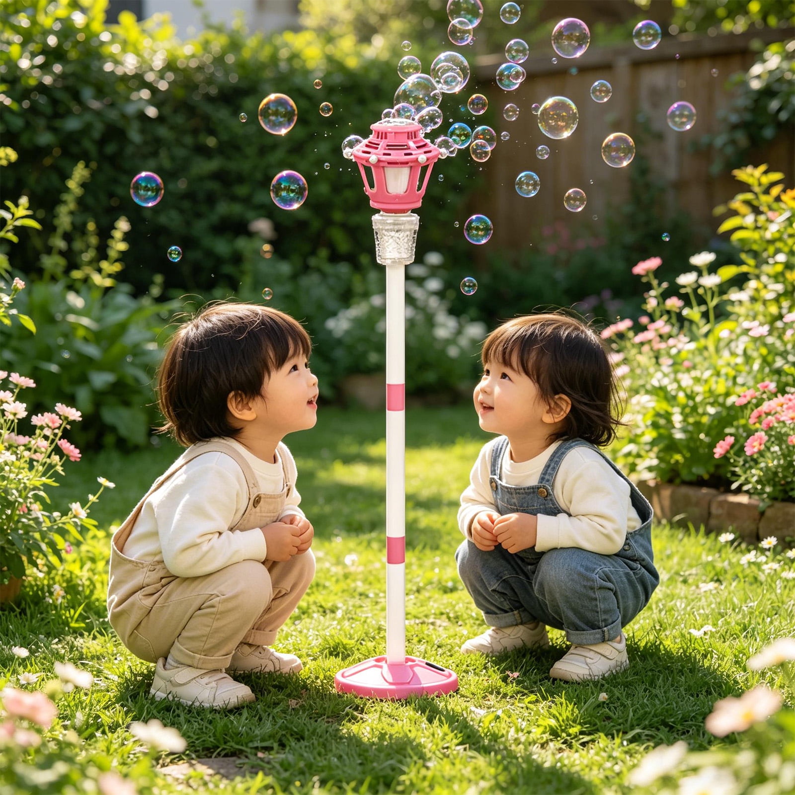 Automatic Bubble Machine with 3 Adjustable Height, 2026 Upgraded Rechargeable Bubble Maker, Multi-Functional LED Bubble Machine for Celebrations, Standing Bubble Machine for Parties and Weddings