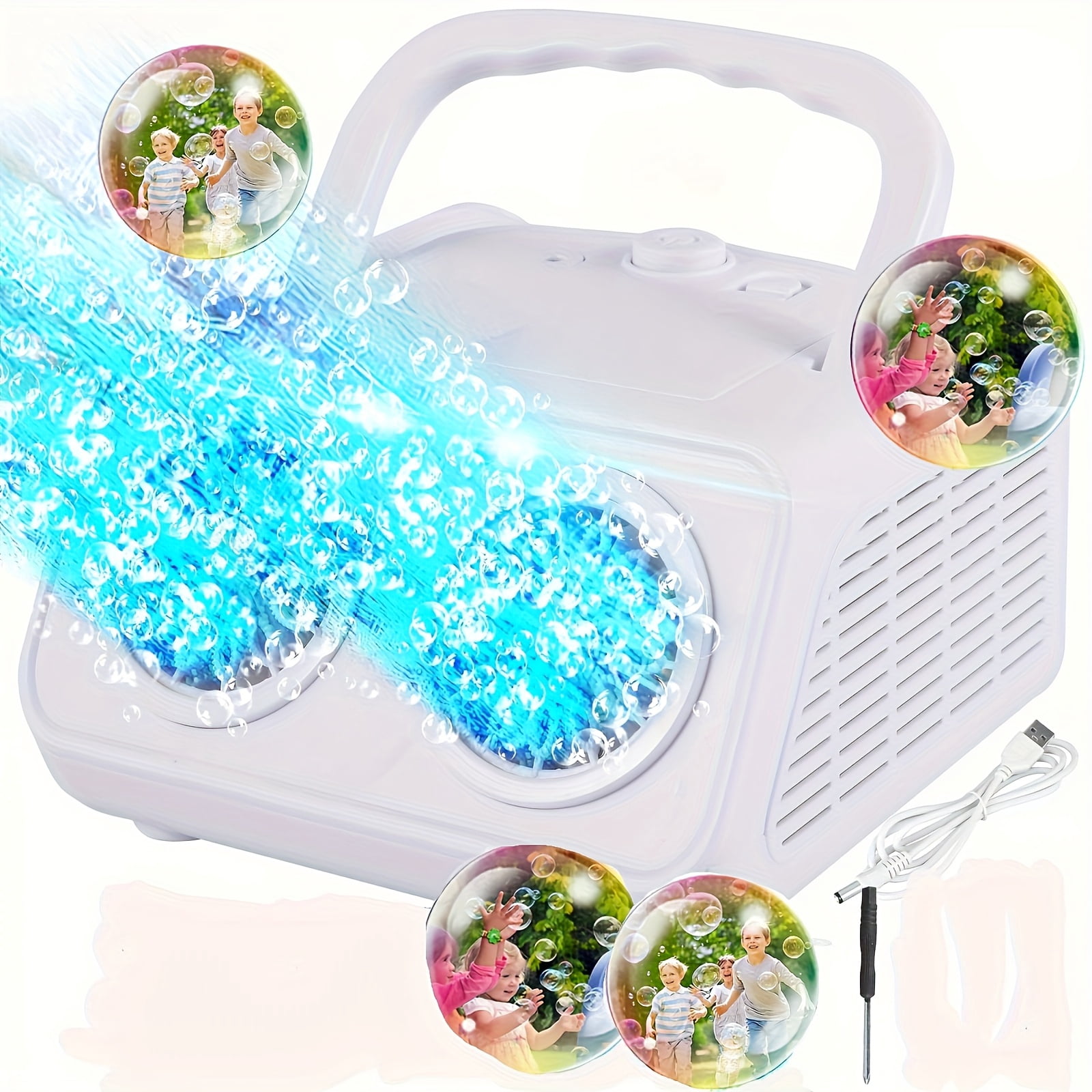 Automatic Bubble Machine, Bubble Blower with 2 Fans 20000+Bubbles Per ...