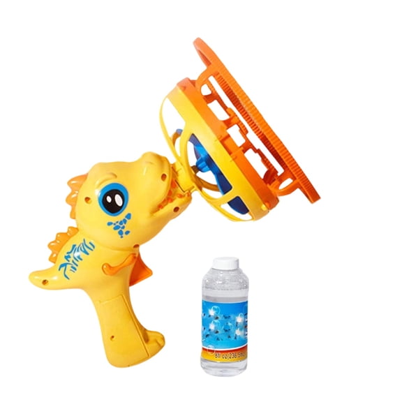 Automatic Bubble Machine Gun, LED Light Bubble Blower with Gatling Style Design, Electric Bubble Maker for Outdoor Parties and Celebration Events (Yellow)