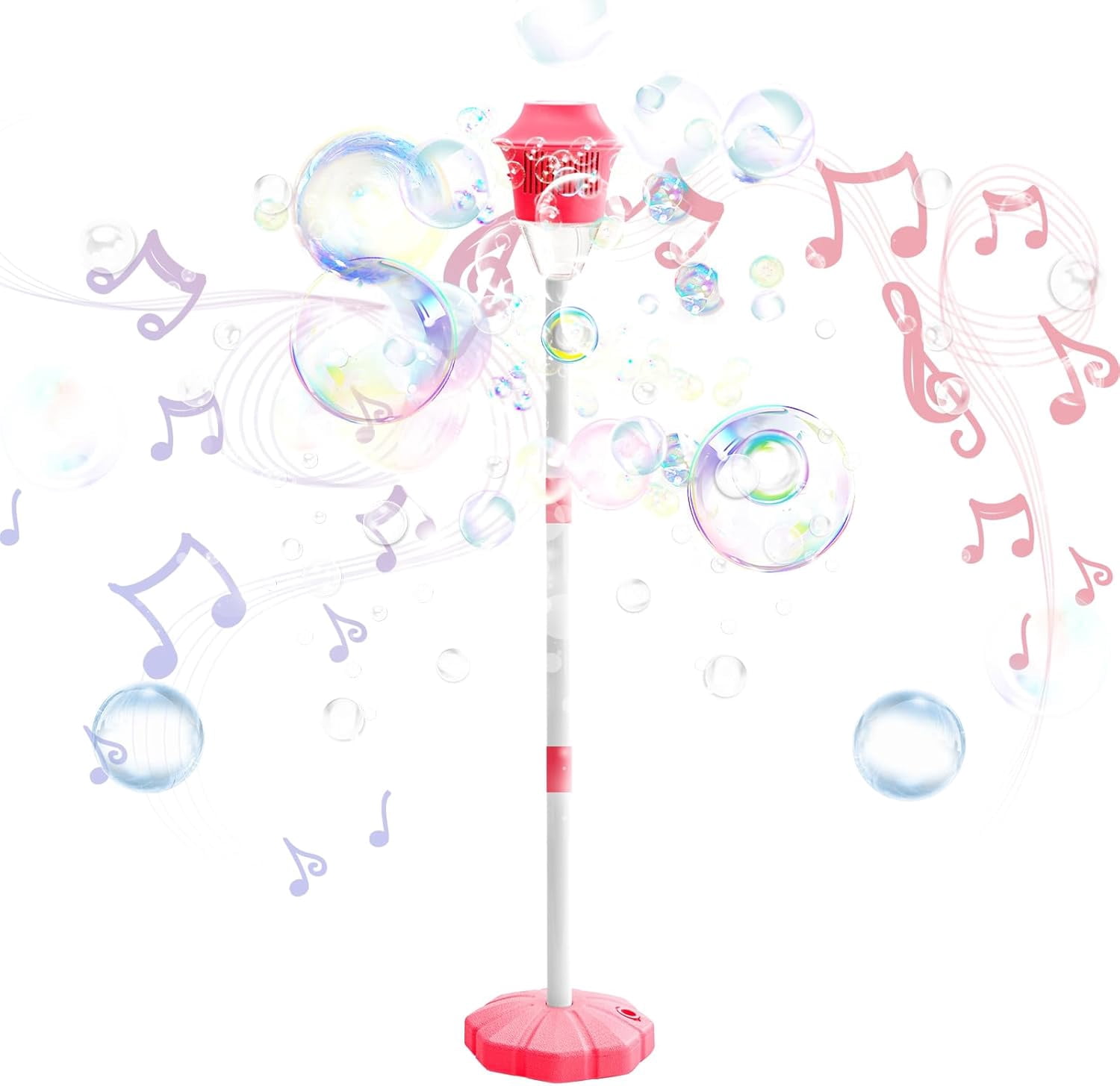 Automatic Bubble Machine, Handheld&Standing 2 in1 Rechargeable Bubble Maker with Lights for Parties, 47" Bubble Machine for for Outdoor, Red
