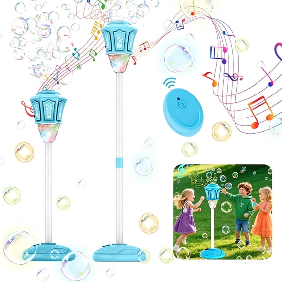 Automatic Bubble Machine for Kids, 47" Bubble Stand Machine with Lights Music, Rechargeable Bubble Blower, 3-Level Adjustable Bubble Machine for Toddlers 1-3, Detachable Bubble Torch for Parties