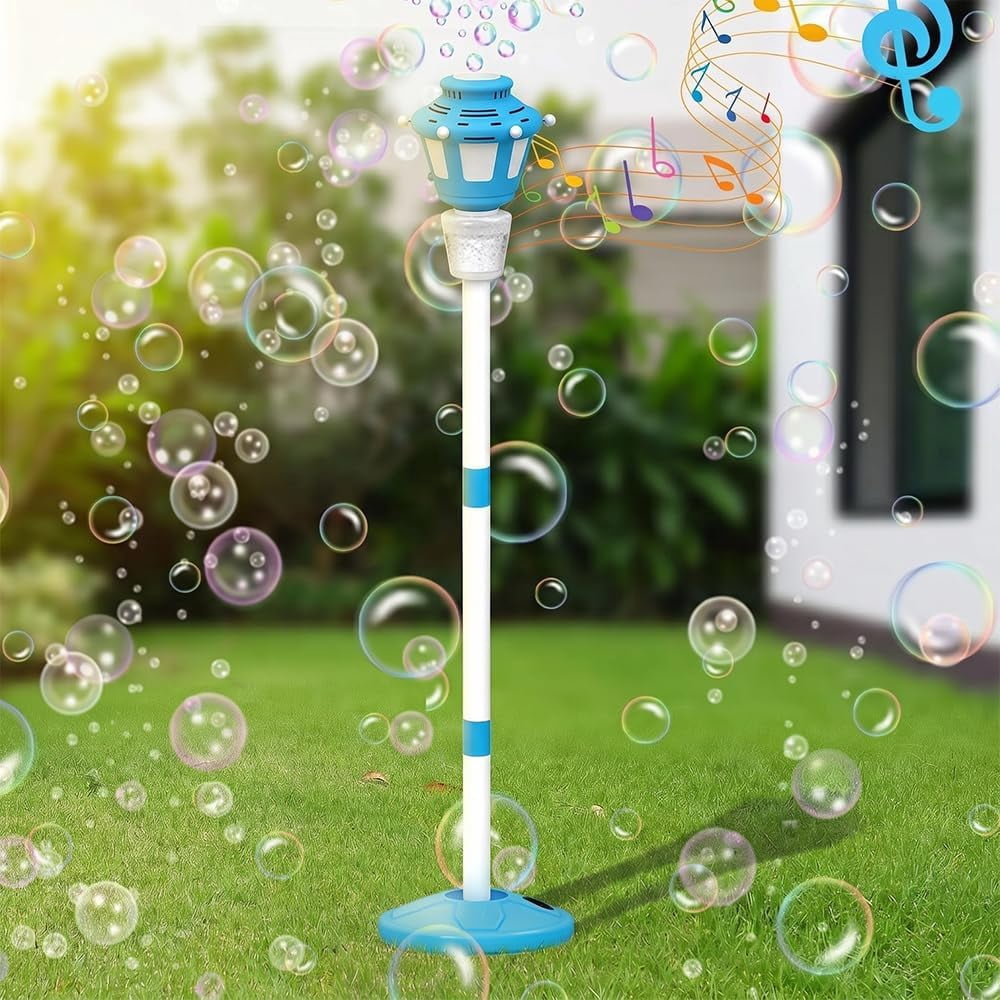 Automatic Bubble Machine with Lights for Adults, 2026 New Automatic Handheld Bubble Machine, Adjustable Height Path Light for Wedding Party, Decorative Standing Bubble Maker for Events (Blue)