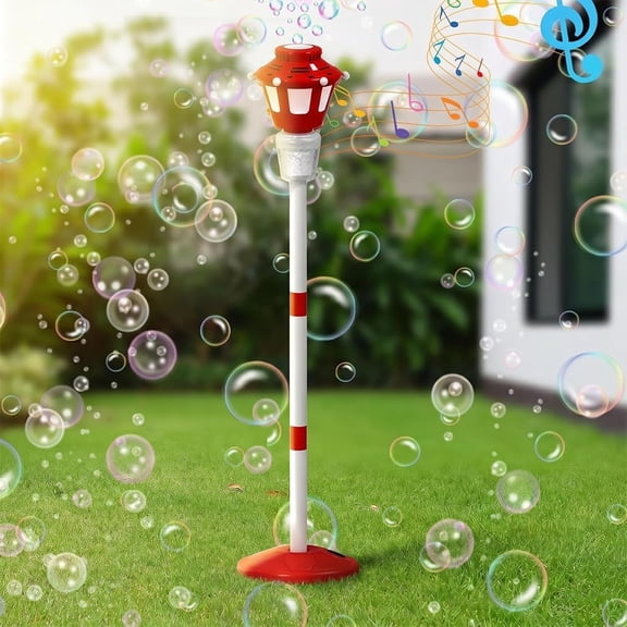 Automatic Bubble Machine with Lights for Adults, 2026 New Automatic Handheld Bubble Machine, Adjustable Height Path Light for Wedding Party, Decorative Standing Bubble Maker for Events (Red)