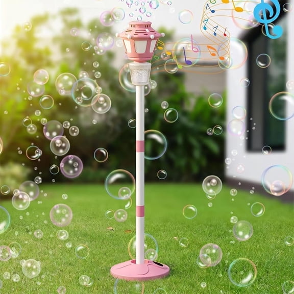 Automatic Bubble Machine with Lights for Adults, 2026 New Automatic Handheld Bubble Machine, Adjustable Height Path Light for Wedding Party, Decorative Standing Bubble Maker for Events (Pink)