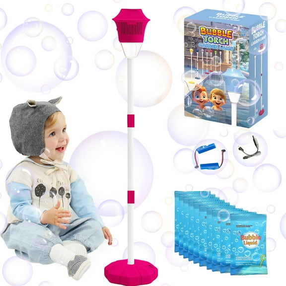 Automatic Bubble Machine, Outdoor Vertical Bubble Machine with Rechargeable Batteries and Lights Music for Kids and Adults Wedding Birthday Party
