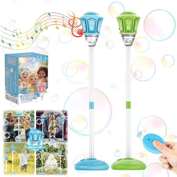 Automatic Bubble Machine with Remote Control, Rechargeable Standing Bubble Blower with LED Lights, Outdoor Bubble Maker for Parties, Garden, Patio, Events, Celebrations and Holiday Decorations