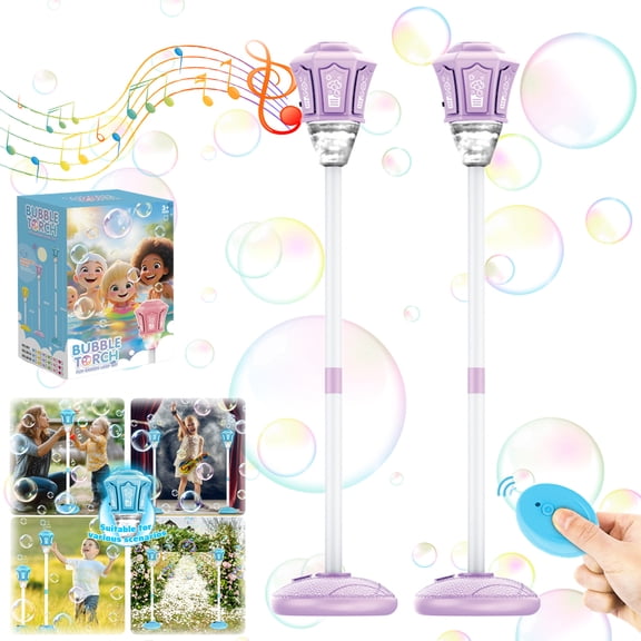Automatic Bubble Machine with Remote Control, Rechargeable Standing Bubble Blower with LED Lights, Outdoor Bubble Maker for Parties, Garden, Patio, Events, Celebrations and Holiday Decorations