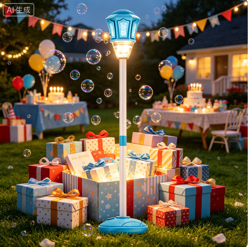 Automatic Bubble Machine, Standing Bubble Blower with Lights & Music, Adjustable Height Bubble Maker, Bubble Machine for Parties Birthday Wedding Outdoor(Blue)