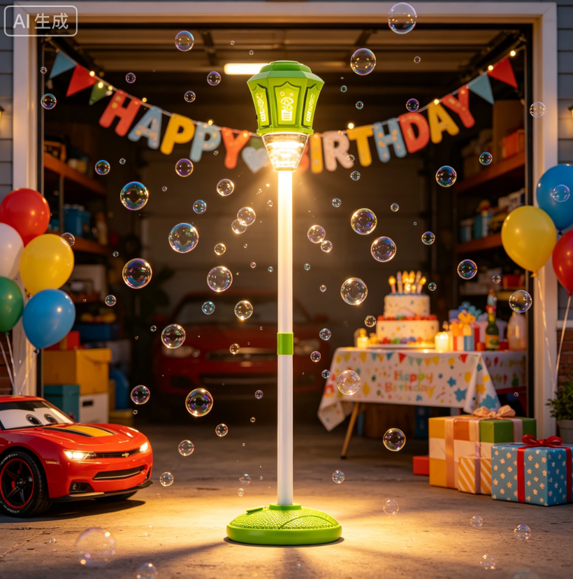 Automatic Bubble Machine, Standing Bubble Blower with Lights & Music, Adjustable Height Bubble Maker, Bubble Machine for Parties Birthday Wedding Outdoor(Green)