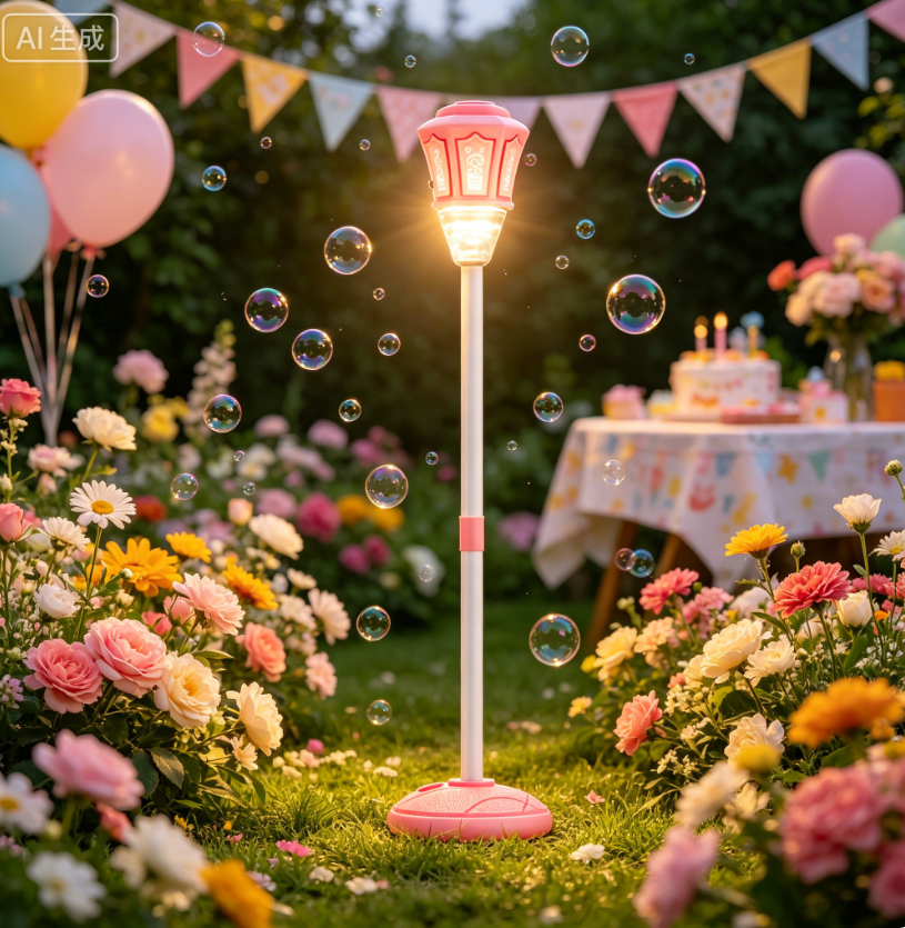 Automatic Bubble Machine, Standing Bubble Blower with Lights & Music, Adjustable Height Bubble Maker, Bubble Machine for Parties Birthday Wedding Outdoor(Pink)