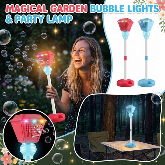 Automatic Bubble Machine with Music & Lights Weather Resistant Bubble Blower, Freestanding Upright Bubble Maker for Long Time Outdoor Use