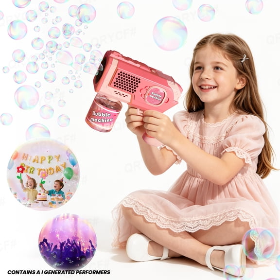 Automatic Bubble Maker Handled Bubbles Machine with Lights for Outdoor Wedding Birthday Party Gifts-Red