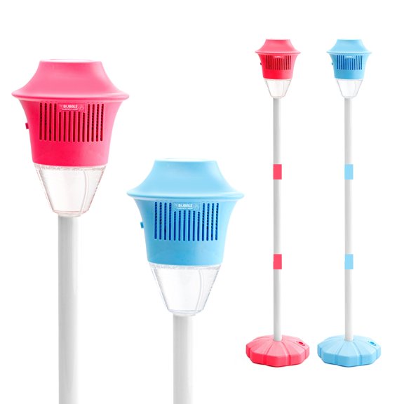 Automatic Bubble Maker with Music and Lights, Colorful Bubble Machine Adjustable Height Stand Blaster Summer Outdoor Fun Toy for Kid Toddlers Wedding, Blue