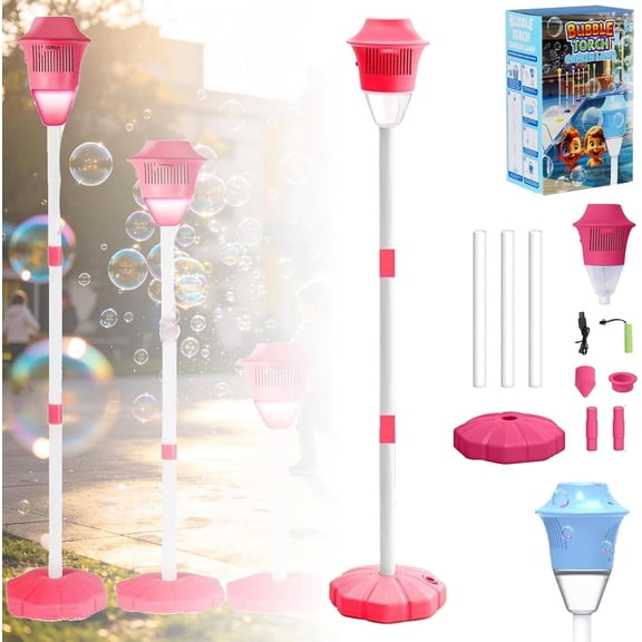 Automatic Bubble Maker,Outdoor Continuous Bubble Machine with Music & Silent Mode, Height Adjustable Stand, Portable Battery Powered Bubble Maker for Party Backyard Lawn Yard Beach Camping