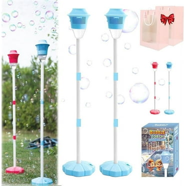 Automatic Bubble Torch Garden Lamp, Bubble Maker Stand, 47 Inches Standing Tiki Torchs Bubbles Machine with Lights, Rechargeable Outdoor Torch Bubbles Machine, for Wedding Birthday Party (Red)