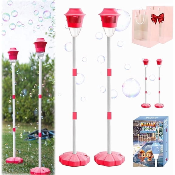Automatic Bubble Torch Garden Lamp, Bubble Maker Stand, 47 Inches Standing Tiki Torchs Bubbles Machine with Lights, Rechargeable Outdoor Torch Bubbles Machine, for Wedding Birthday Party
