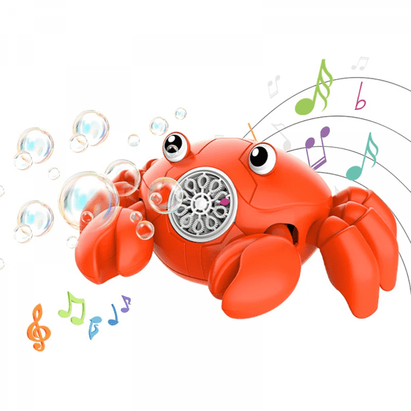 Automatic Bubbles Machine 360 Crawling Crab Bubble Maker Tummy Time Toys with LED & Music for Kids Easter Birthday Gifts