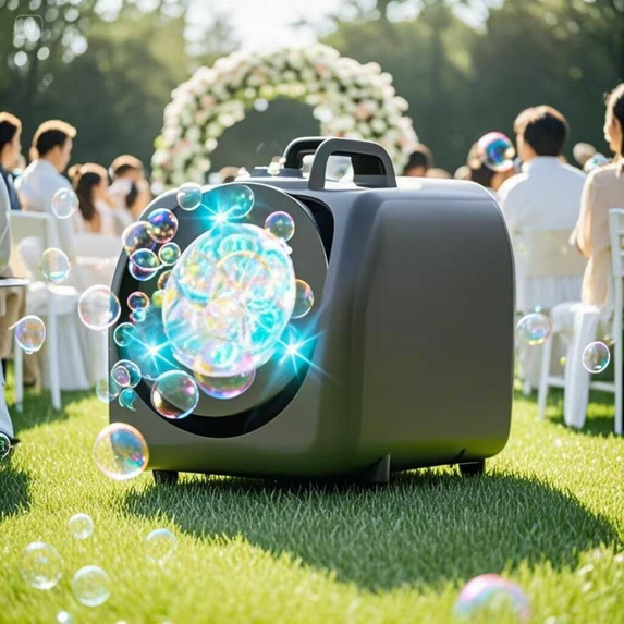 Bubble Stand Machine Portable Stage Bubble Maker Blowers with Lights for Adults Weddings Outdoor Parties(Black)