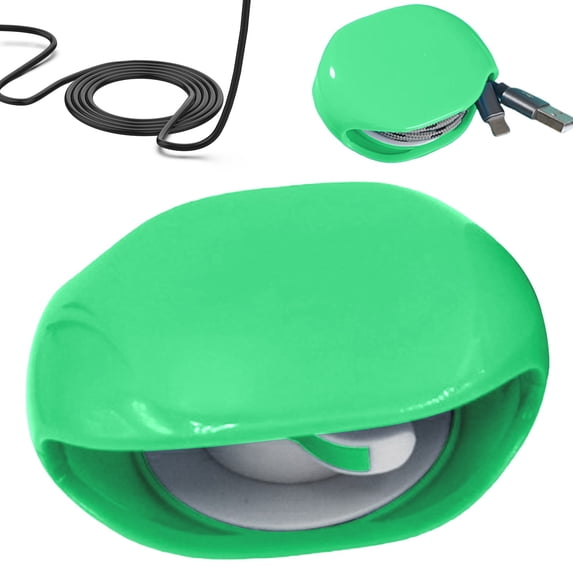 Automatic Cable Winder, Retractable Extension Travel Cord Organizer, No More Tangled Cords Headphone Holder for USB Cables, Headset Cable, Data Charging Green