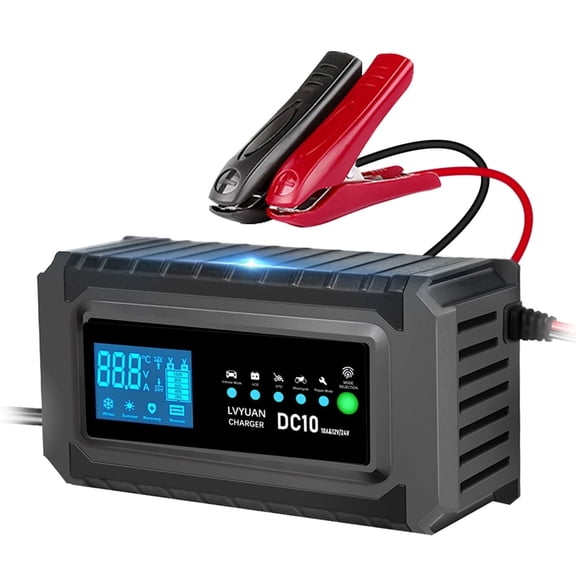 Automatic Car Battery Charger, EFFORTWAY 12V/10A 24V/5A Battery Maintainer Pulse Repair Charger Trickle Charger with LCD Display for Car Truck Motorcycle Lawn Mower Boat Lead Acid Battery
