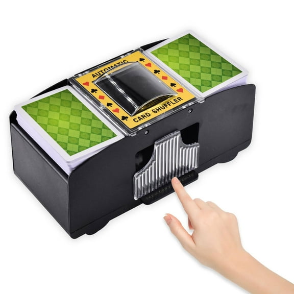 Automatic Electric Card Shuffler, Battery-Operated Poker Shuffle Machine for Home Card Games, Blackjack, Texas Hold'em, Poker, UNO, Bridge, Party Club (1-2 Decks)