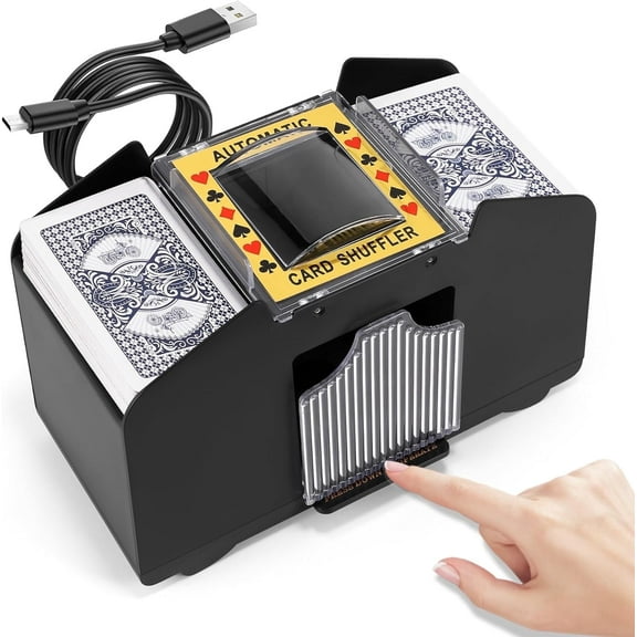 Automatic Card Shuffler-Battery&USB Powered Electric Shuffler-Tournament Use for Classic Poker & Trading Card Games for Family Game Night or Casino - 1-4 Decks