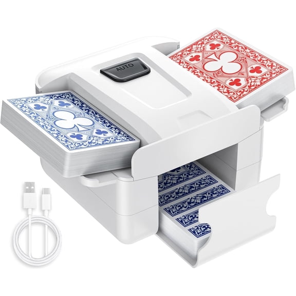 Automatic Card Shuffler,Cuopluber Electric Shuffling Machine for 1-2 Decks, Low Noise, Rechargeable & Portable Shuffler Machine for Poker, UNO, Blackjack