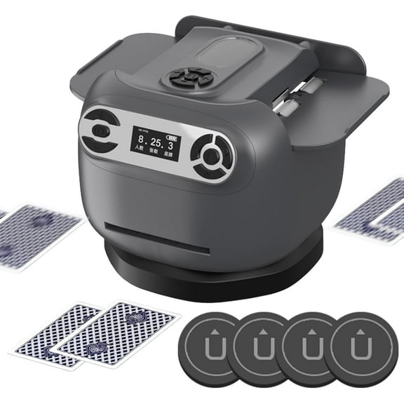 Automatic Card Shuffler & Dealer Machine, Electric Poker Card Shuffler for Texas Hold'em, Blackjack, UNO, 360°, 180°, 90° Deal Modes, Includes 4 Remotes, 1-2 Decks, Casino & Home Game Use