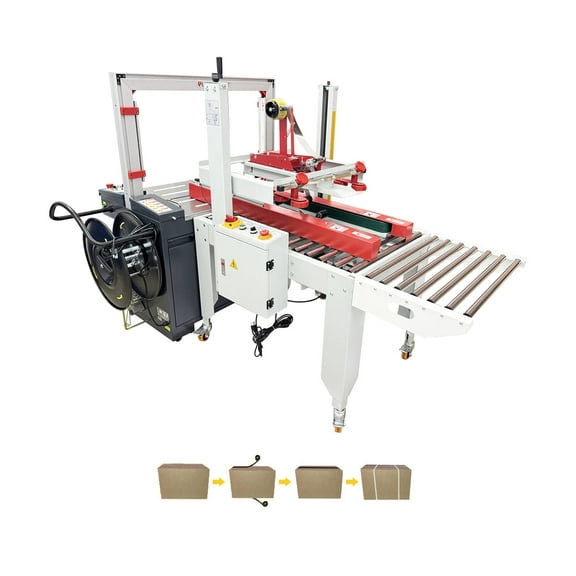 Automatic Carton Box Sealer and Strapper 2 in 1 Industrial Packaging Machine 120-500mm Adjustable