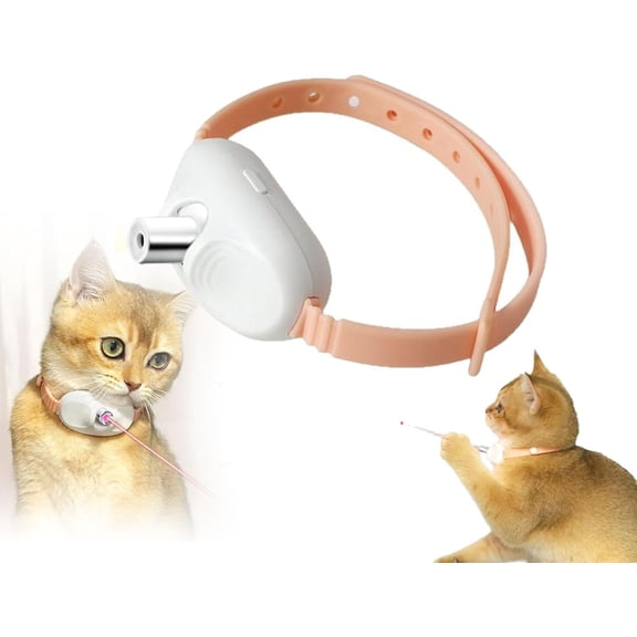 Automatic Cat Collar with LED Light, Two Lighting Modes, Interactive Toys for Indoor Cats, Wearable Electronic Collar for Kitten, USB Rechargeable (1pcs-pink)