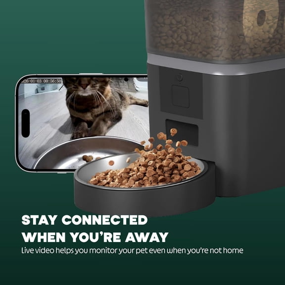 Automatic Cat Feeder with 1080P HD Camera – Timed Dry Food Dispenser for Cats and Dogs, App Control, 6L Capacity, Portion Control, Scheduled Meals, Two-Way Audio