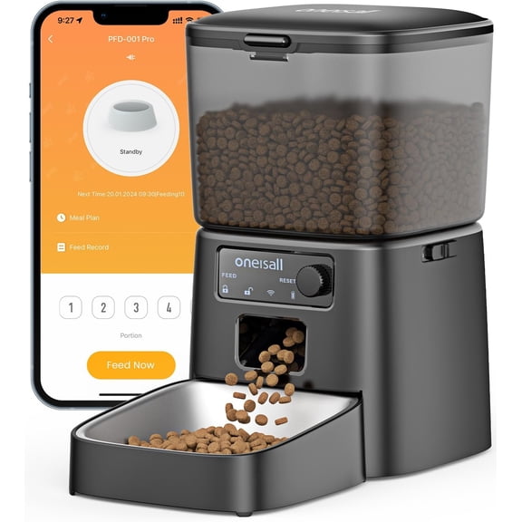 Automatic Cat Feeder 2.4G WiFi Cat Food Dispenser with App 12 Cups/3.5L Auto Cat Feeder for Dry Food Timed Cat Feeder with Portion Control for Small Pets Indoor