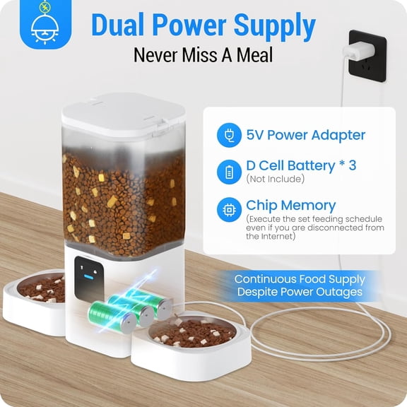 Automatic Cat Feeder for 2 Cats – Dual 29 Cup Pet Feeder with Slow Feed, 5G WiFi App Control, Detachable Bowls for Easy Cleaning, Ideal for Multiple Pets