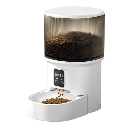 Automatic Cat Feeder, 4L Timed Cat Food Dispenser, Programmable Portion Control, Dual Power Smart Pet Feeder for Cats & Small Dogs, White