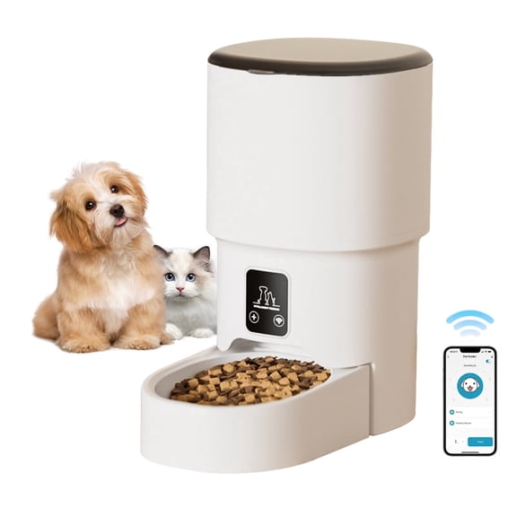 Automatic Cat Feeder, 4L Dog Food Dispenser with WiFi APP Control, Timed Pet Feeder for Cats and Small Dogs, Programmable Portion Control with Slow Feed Mode